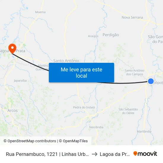 Rua Pernambuco, 1221 | Linhas Urbanas to Lagoa da Prata map