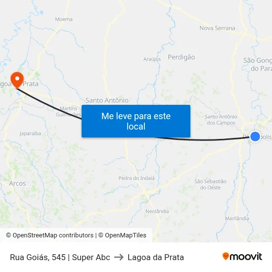 Rua Goiás, 545 | Super Abc to Lagoa da Prata map