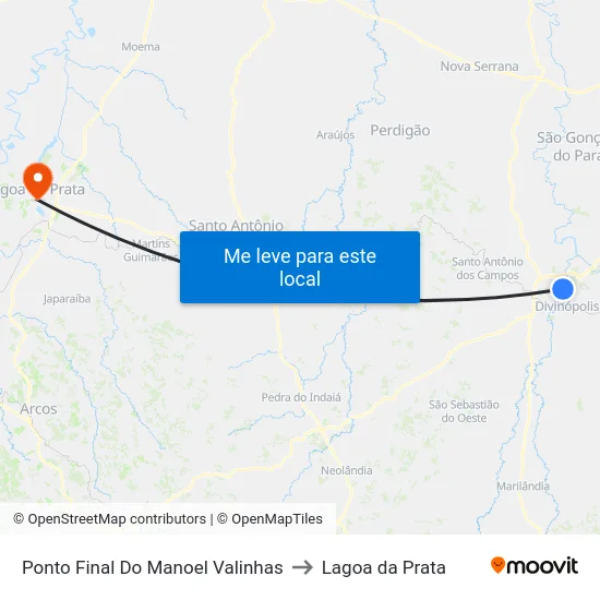 Ponto Final Do Manoel Valinhas to Lagoa da Prata map