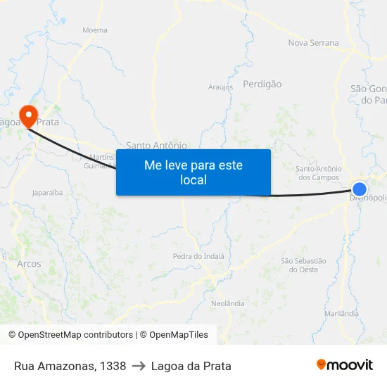 Rua Amazonas, 1338 to Lagoa da Prata map
