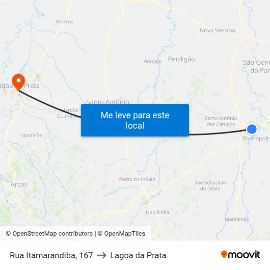 Rua Itamarandiba, 167 to Lagoa da Prata map