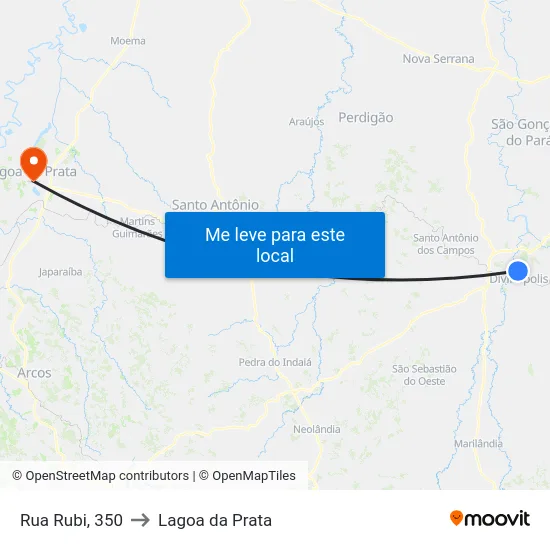 Rua Rubi, 350 to Lagoa da Prata map