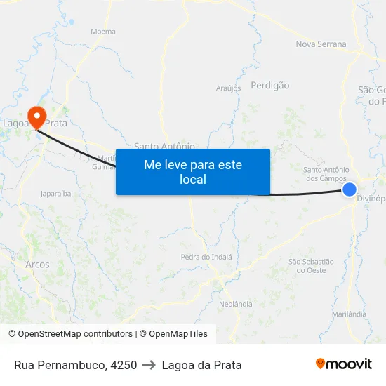 Rua Pernambuco, 4250 to Lagoa da Prata map