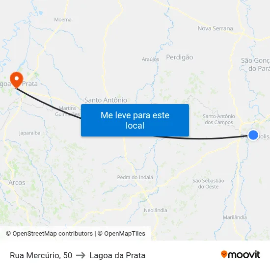 Rua Mercúrio, 50 to Lagoa da Prata map