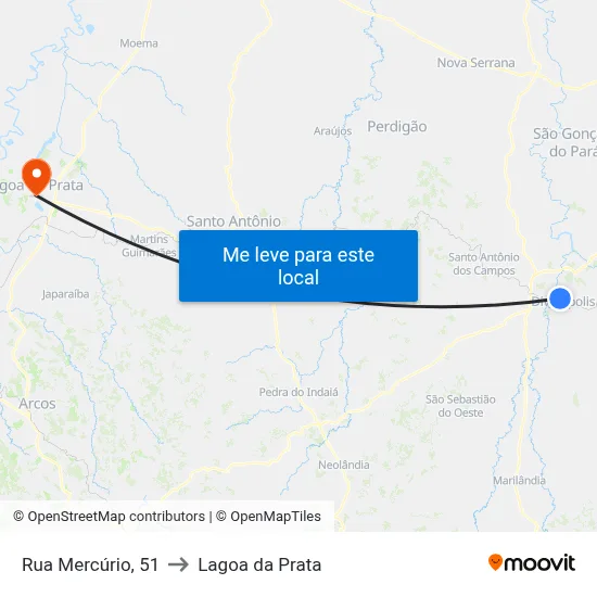 Rua Mercúrio, 51 to Lagoa da Prata map