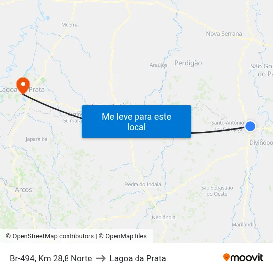 Br-494, Km 28,8 Norte to Lagoa da Prata map