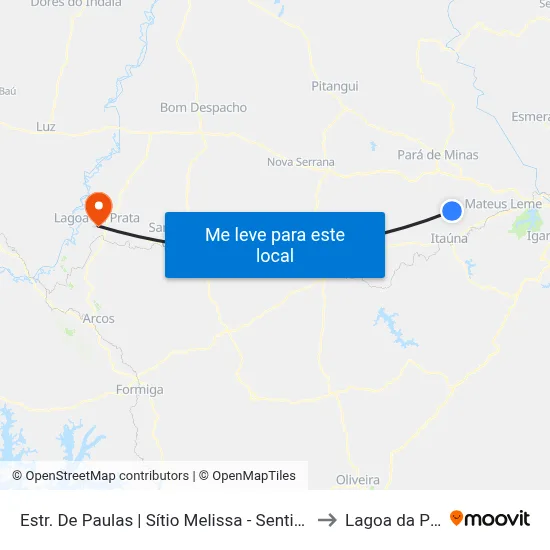 Estr. De Paulas | Sítio Melissa - Sentido Bairro to Lagoa da Prata map