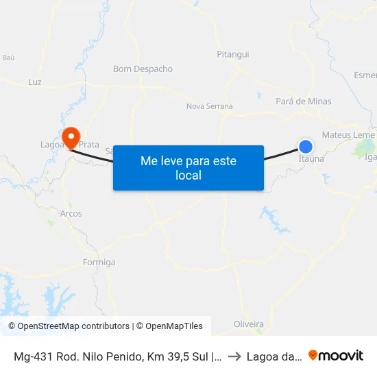 Mg-431 Rod. Nilo Penido, Km 39,5 Sul | Patense Frangos to Lagoa da Prata map