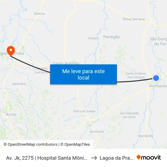 Av. Jk, 2275 | Hospital Santa Mônica to Lagoa da Prata map