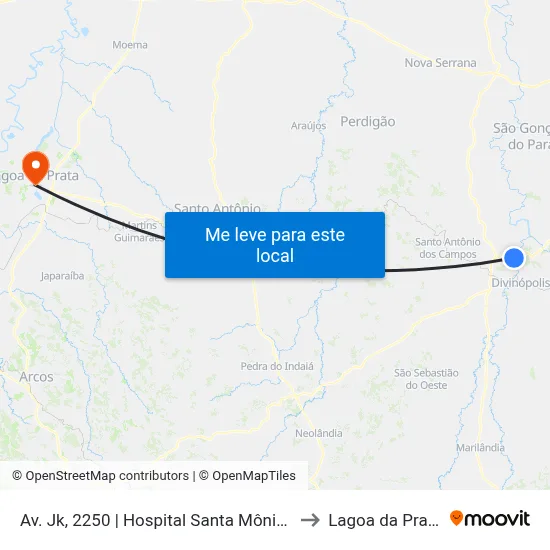 Av. Jk, 2250 | Hospital Santa Mônica to Lagoa da Prata map