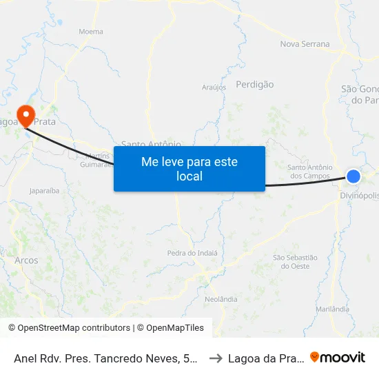 Anel Rdv. Pres. Tancredo Neves, 5050 to Lagoa da Prata map