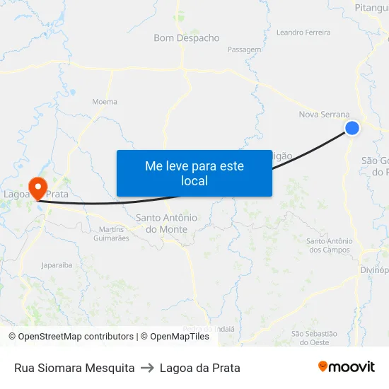 Rua Siomara Mesquita to Lagoa da Prata map
