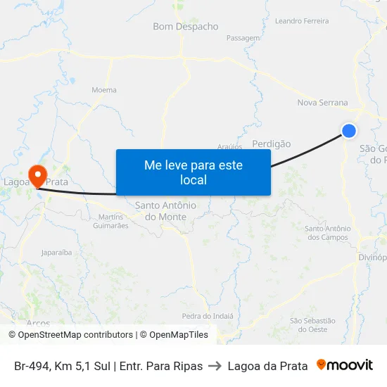 Br-494, Km 5,1 Sul | Entr. Para Ripas to Lagoa da Prata map