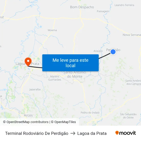Terminal Rodoviário De Perdigão to Lagoa da Prata map