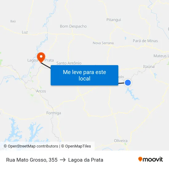 Rua Mato Grosso, 355 to Lagoa da Prata map