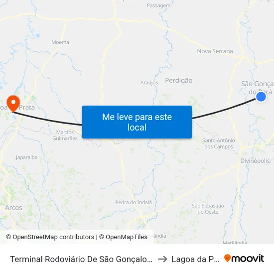 Terminal Rodoviário De São Gonçalo Do Pará to Lagoa da Prata map