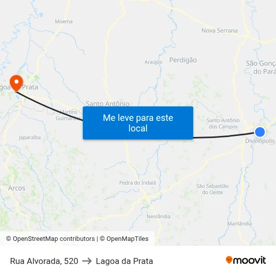 Rua Alvorada, 520 to Lagoa da Prata map