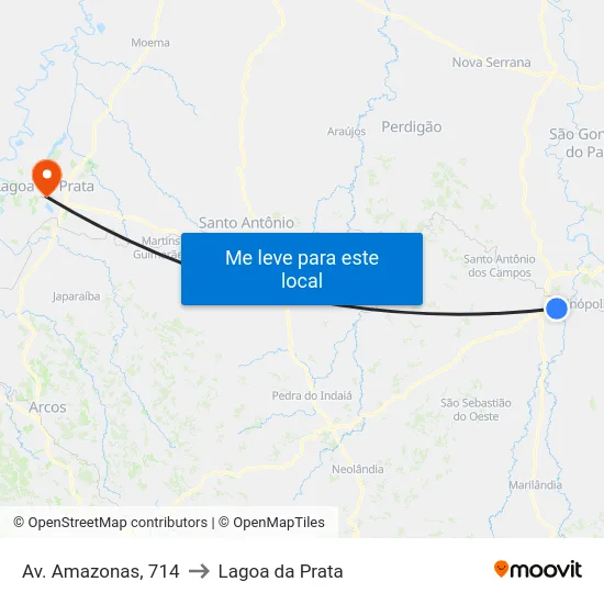 Av. Amazonas, 714 to Lagoa da Prata map