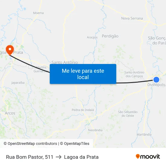 Rua Bom Pastor, 511 to Lagoa da Prata map