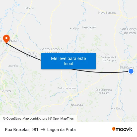 Rua Bruxelas, 981 to Lagoa da Prata map