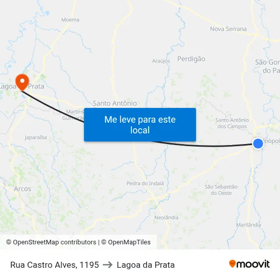 Rua Castro Alves, 1195 to Lagoa da Prata map