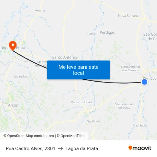 Rua Castro Alves, 2301 to Lagoa da Prata map