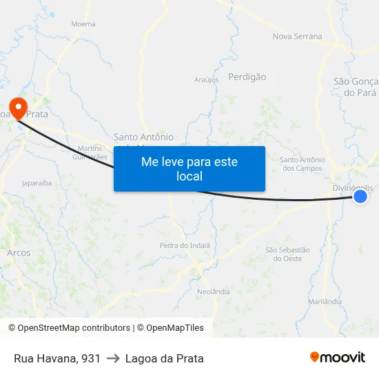 Rua Havana, 931 to Lagoa da Prata map