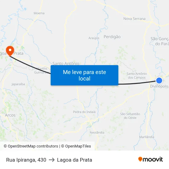 Rua Ipiranga, 430 to Lagoa da Prata map