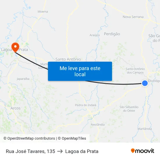 Rua José Tavares, 135 to Lagoa da Prata map