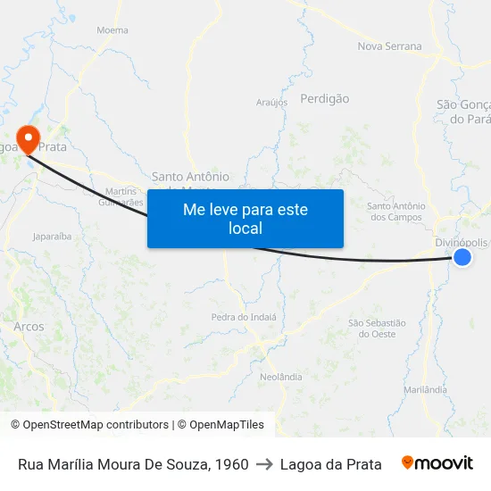 Rua Marília Moura De Souza, 1960 to Lagoa da Prata map