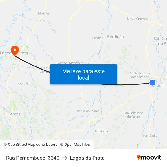 Rua Pernambuco, 3340 to Lagoa da Prata map
