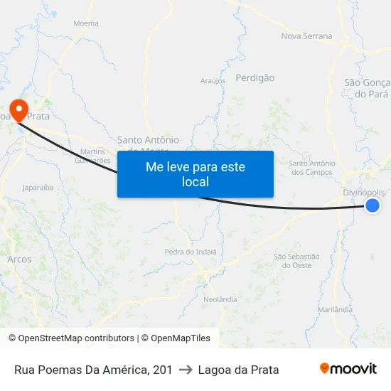 Rua Poemas Da América, 201 to Lagoa da Prata map
