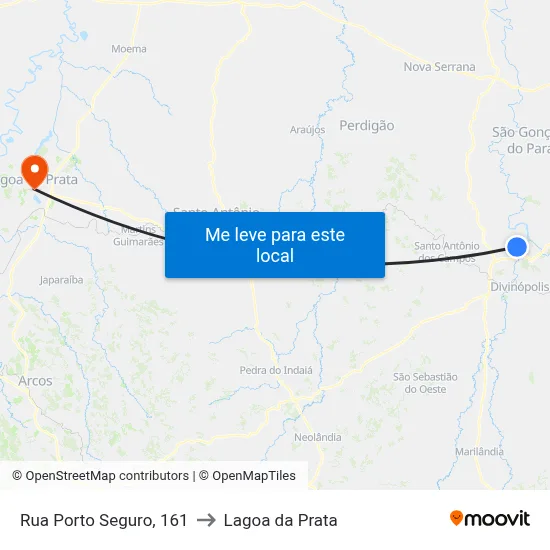Rua Porto Seguro, 161 to Lagoa da Prata map
