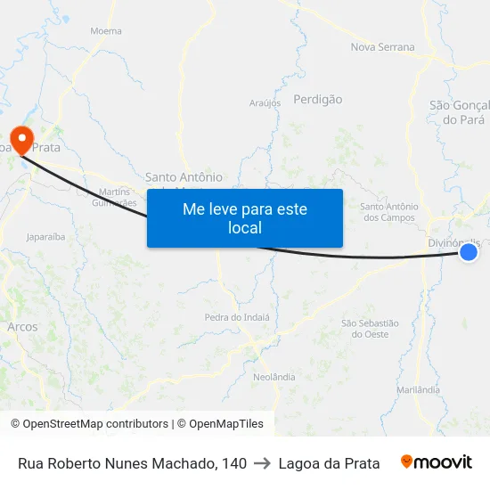 Rua Roberto Nunes Machado, 140 to Lagoa da Prata map