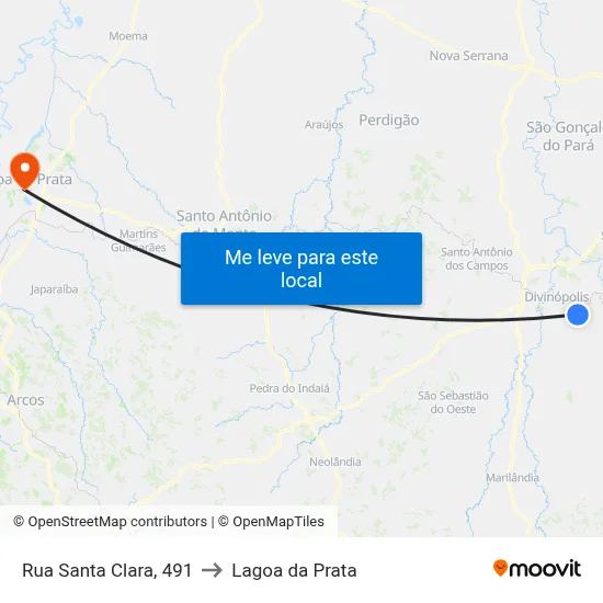 Rua Santa Clara, 491 to Lagoa da Prata map
