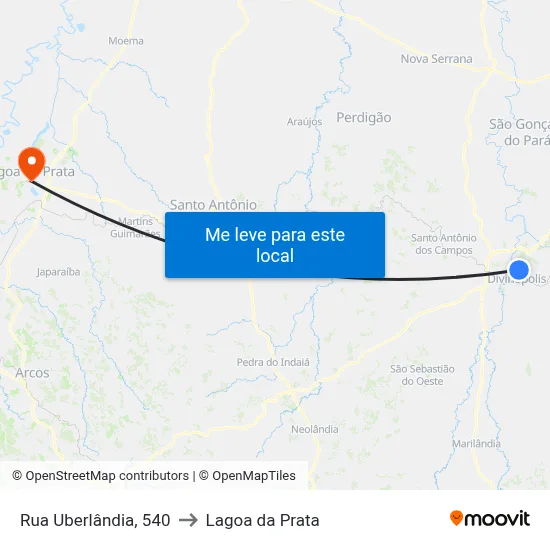 Rua Uberlândia, 540 to Lagoa da Prata map