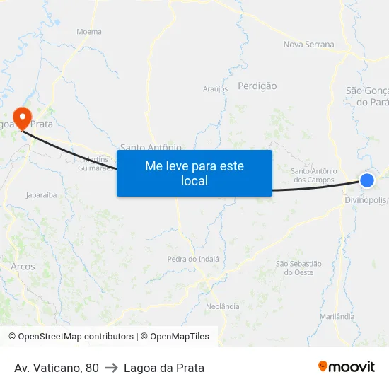 Av. Vaticano, 80 to Lagoa da Prata map