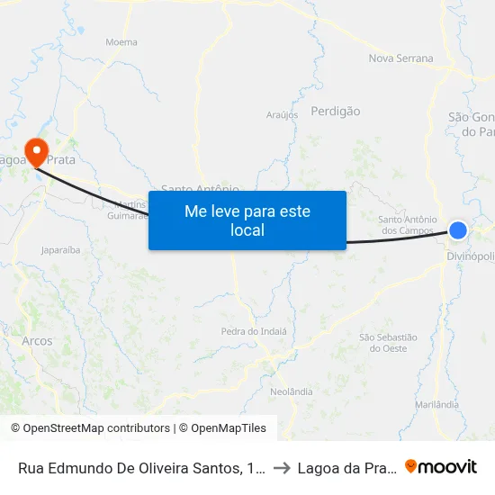 Rua Edmundo De Oliveira Santos, 145 to Lagoa da Prata map