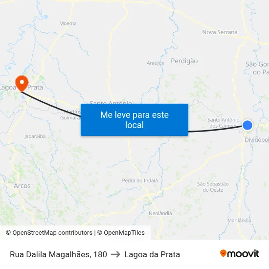 Rua Dalila Magalhães, 180 to Lagoa da Prata map