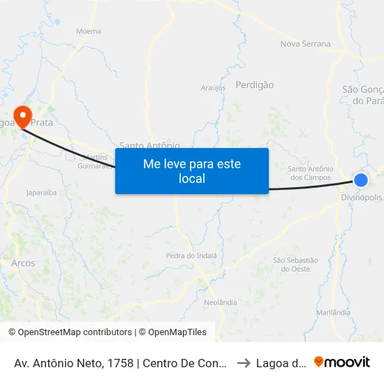 Av. Antônio Neto, 1758 | Centro De Convivência Salviano Avelar to Lagoa da Prata map