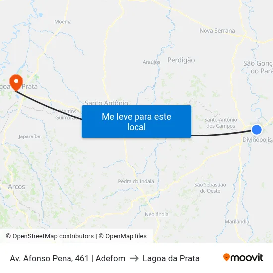 Av. Afonso Pena, 461 | Adefom to Lagoa da Prata map