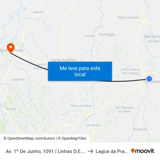 Av. 1º De Junho, 1091 | Linhas D.E.R. to Lagoa da Prata map