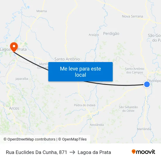 Rua Euclides Da Cunha, 871 to Lagoa da Prata map