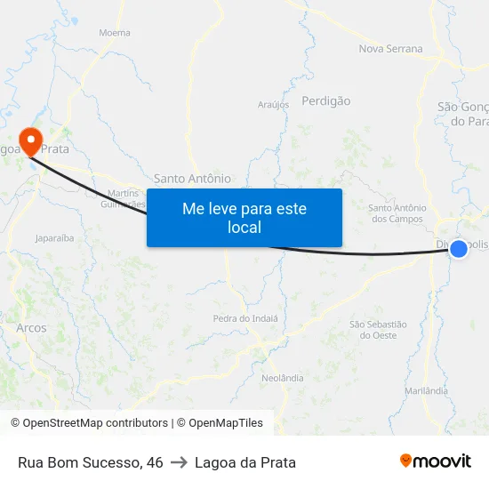 Rua Bom Sucesso, 46 to Lagoa da Prata map