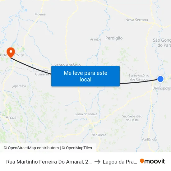 Rua Martinho Ferreira Do Amaral, 295 to Lagoa da Prata map