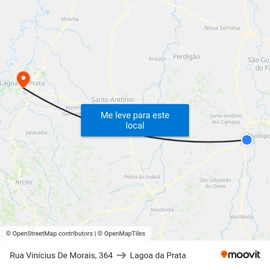 Rua Vinícius De Morais, 364 to Lagoa da Prata map