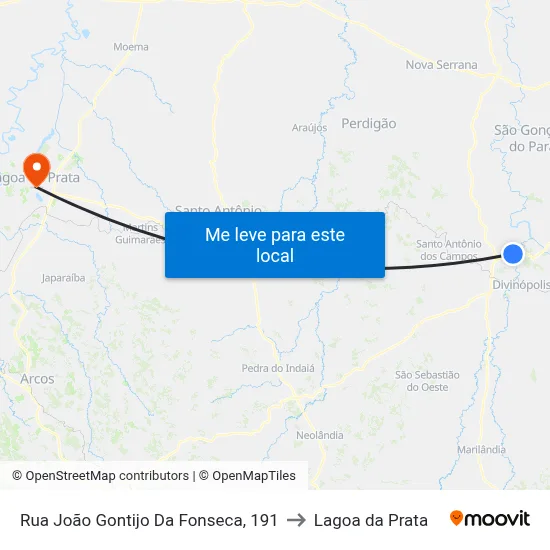 Rua João Gontijo Da Fonseca, 191 to Lagoa da Prata map