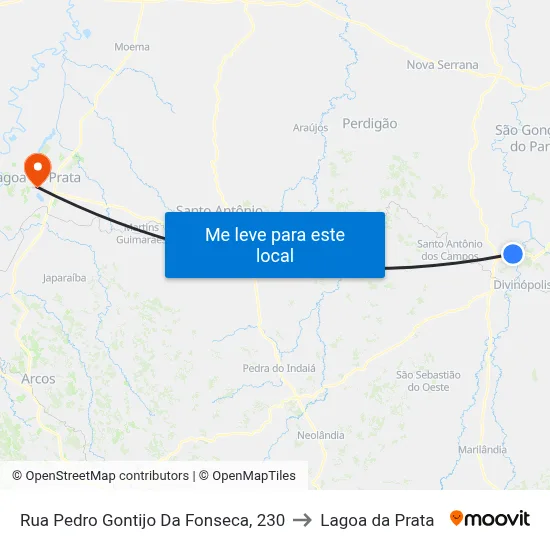 Rua Pedro Gontijo Da Fonseca, 230 to Lagoa da Prata map