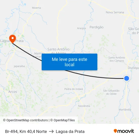Br-494, Km 40,4 Norte to Lagoa da Prata map