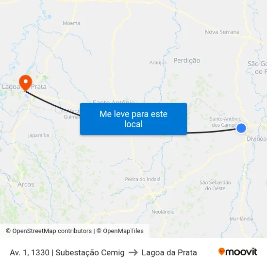 Av. 1, 1330 | Subestação Cemig to Lagoa da Prata map